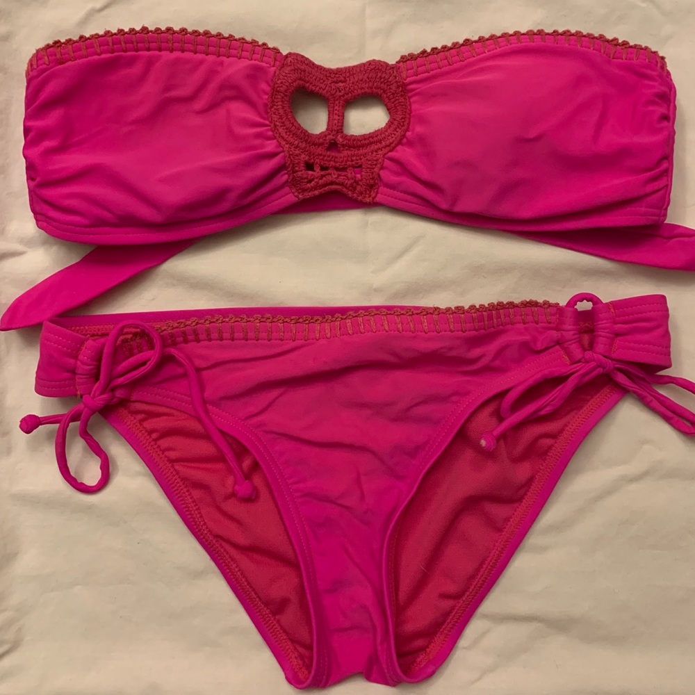 Pink bandeau bikini